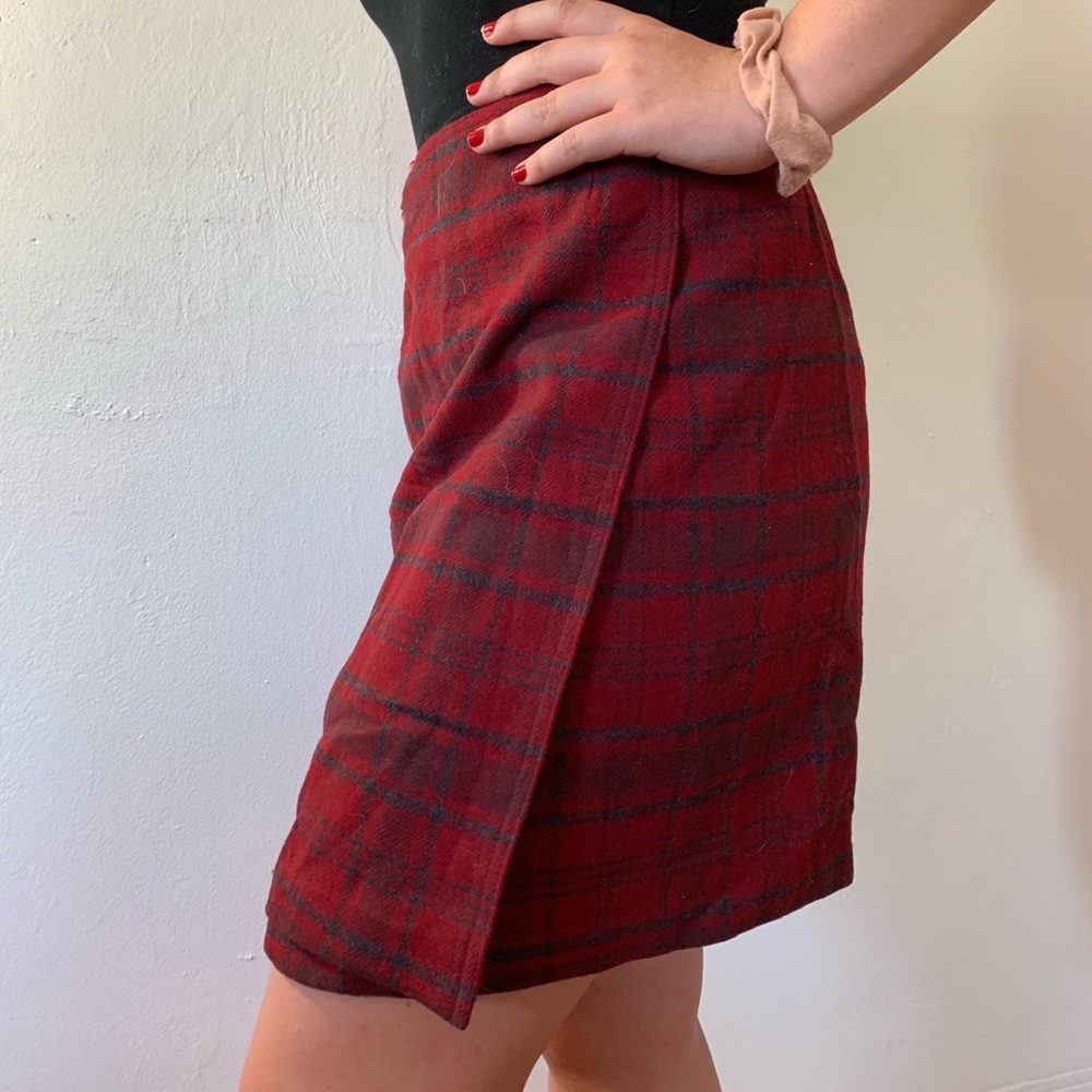 Style & Co. - Plaid Red and Black Wrap Skirt.